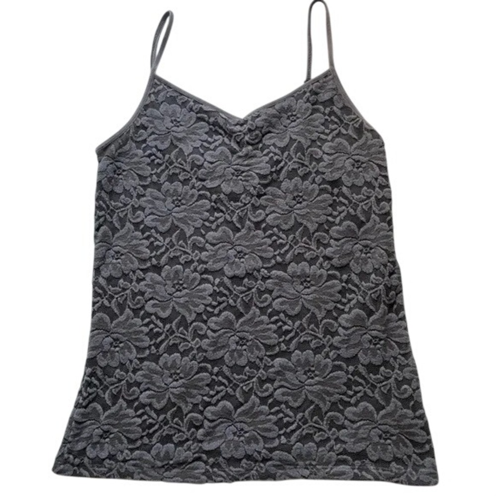 Floral Lace Gray‎ Velvet Y2K Fairy Cami Top, M